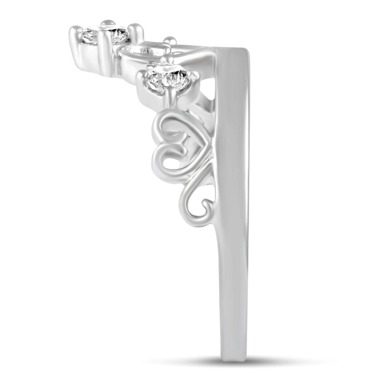 Princess Heart Crown Tiara Ring in 925 Sterling Silver - Prime and Pure
