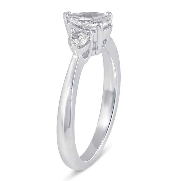3-Stone Three Stone Pear Shape Teardrop Cut Ring in 925 Sterling Silver - Prime and Pure