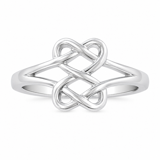 Twisted Heart Knot Ring in 925 Sterling Silver