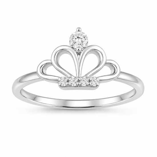 Princess Crown Tiara Ring in 925 Sterling Silver