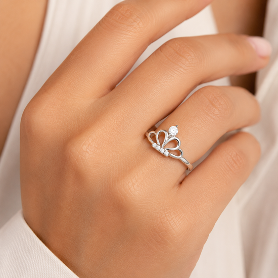 Princess Crown Tiara Ring in 925 Sterling Silver