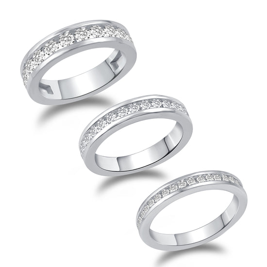 Classic 3/4 Channel-Set Band Ring in 925 Sterling Silver – 3 CTW Options