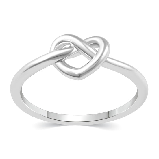 Love Knot Heart Simple Plain Ring in 925 Sterling Silver