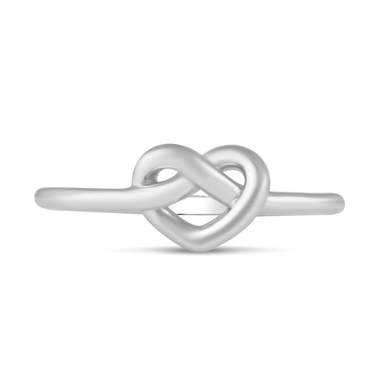 Love Knot Heart Simple Plain Ring in 925 Sterling Silver