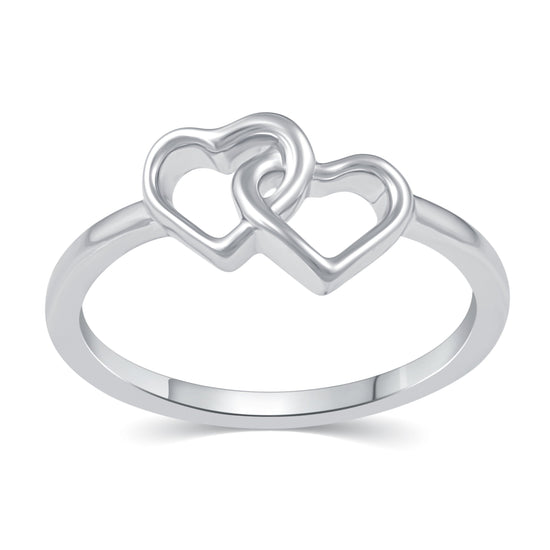 Forever Knot Duo Open Heart Double Love Ring in 925 Sterling Silver