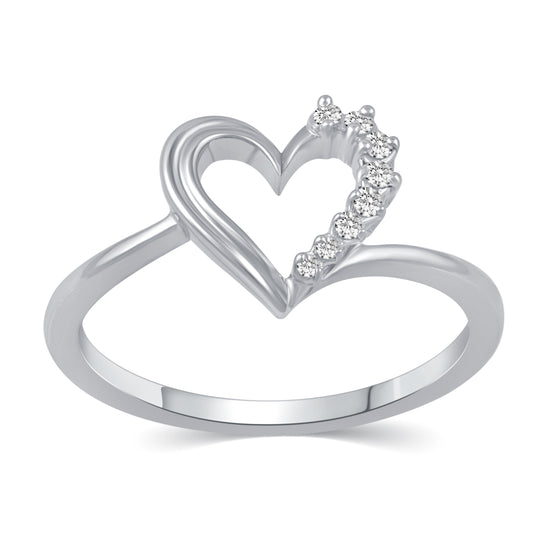 Sparkling Open Heart Ring in 925 Sterling Silver