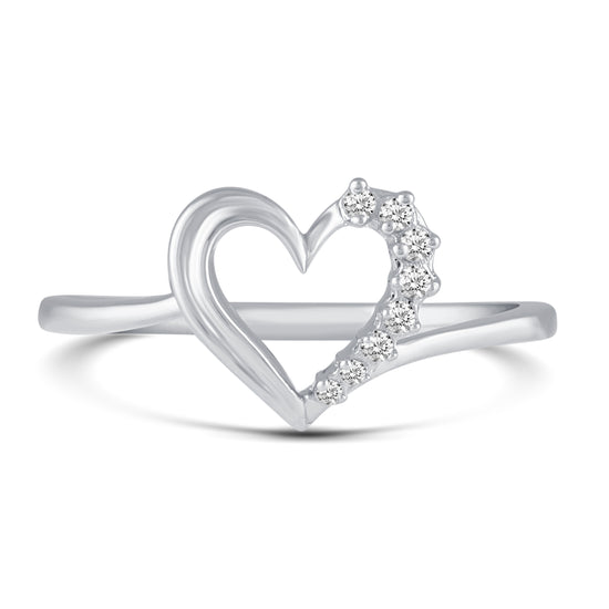 Sparkling Open Heart Ring in 925 Sterling Silver