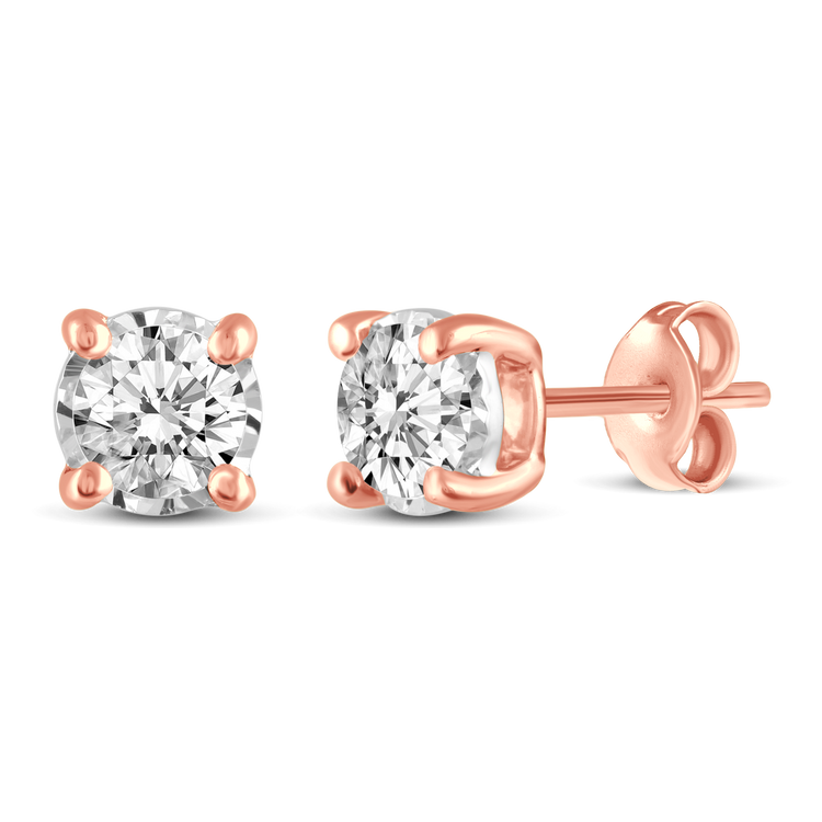 3/4 CTW (I2) Natural Diamond Studs Earrings in14K White Gold/Yellow Gold/Rose Gold