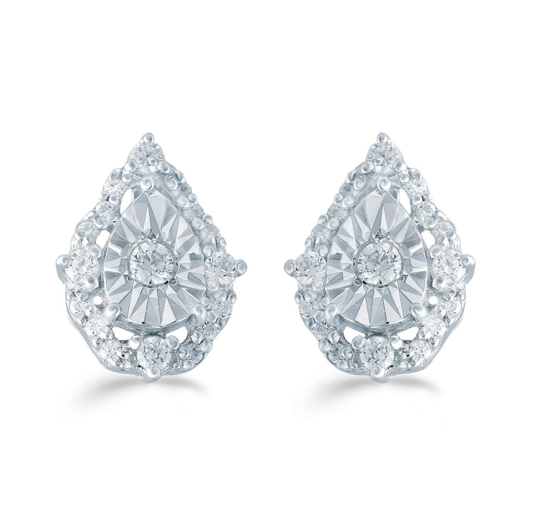 1/5ct tw Diamond Pear Cluster Fashion Stud Earring in Sterling Silver - Fifth and Fine