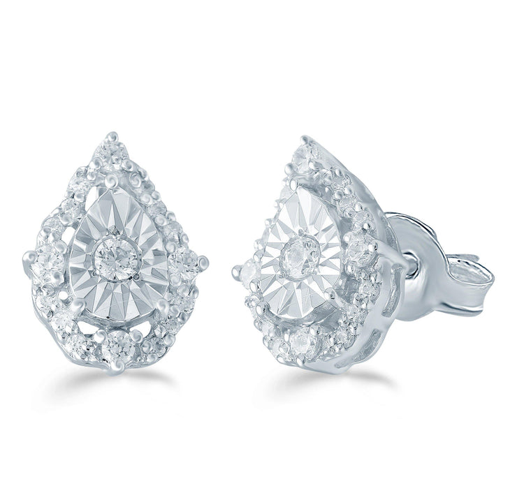 1/5ct tw Diamond Pear Cluster Fashion Stud Earring in Sterling Silver - Fifth and Fine