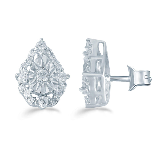 1/5ct tw Diamond Pear Cluster Fashion Stud Earring in Sterling Silver - Fifth and Fine
