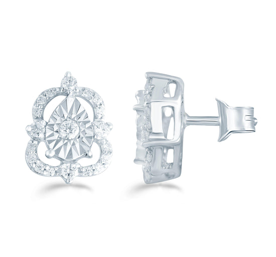1/5Ct TW Diamond Cluster Studs in Sterling Silver - Fifth and Fine