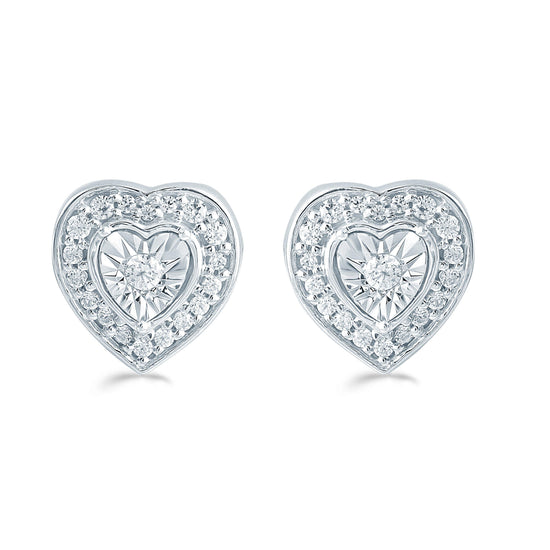 1/4Ct TW Diamond Heart Cluster Fashion Stud Earring in Sterling Silver - Fifth and Fine
