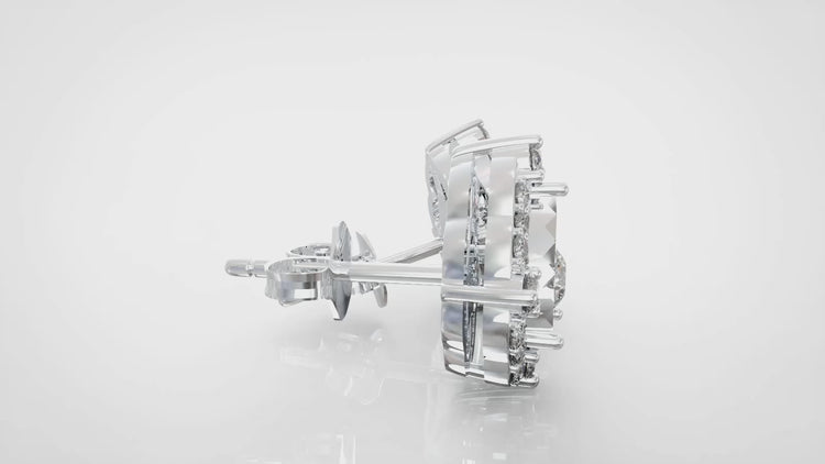 Set of 2 : 3/10CT TW Diamond Teardrop Pear Cluster Pendant & Earrings in Sterling Silver