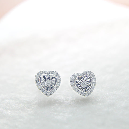 1/4Ct TW Diamond Heart Fashion Stud Earring in Sterling Silver - Fifth and Fine