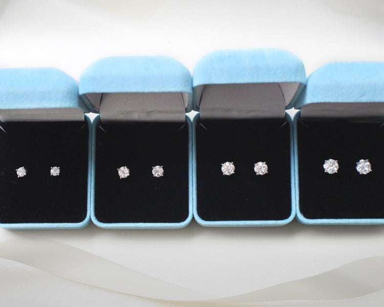 1/4 - 1 Cttw Round Grand Cluster Diamond Stud Earrings in Sterling Silver - Fifth and Fine