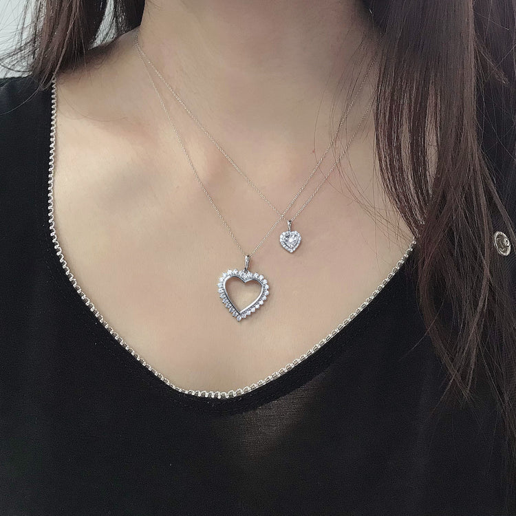 Set of 2 : 3/8CT TW Diamond Heart Shaped Pendant & Earrings in Sterling Silver