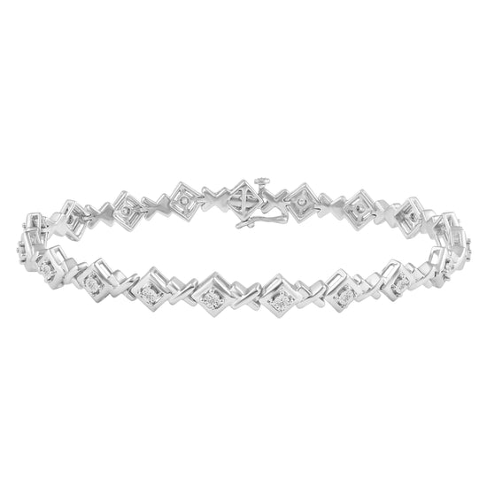 Fifth and Fine 1/6ct tw Diamond XO Tennis Bracelet in Sterling Silver