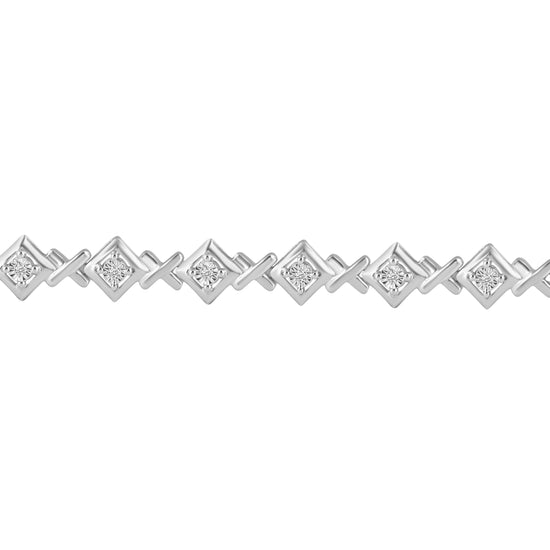 Fifth and Fine 1/6ct tw Diamond XO Tennis Bracelet in Sterling Silver