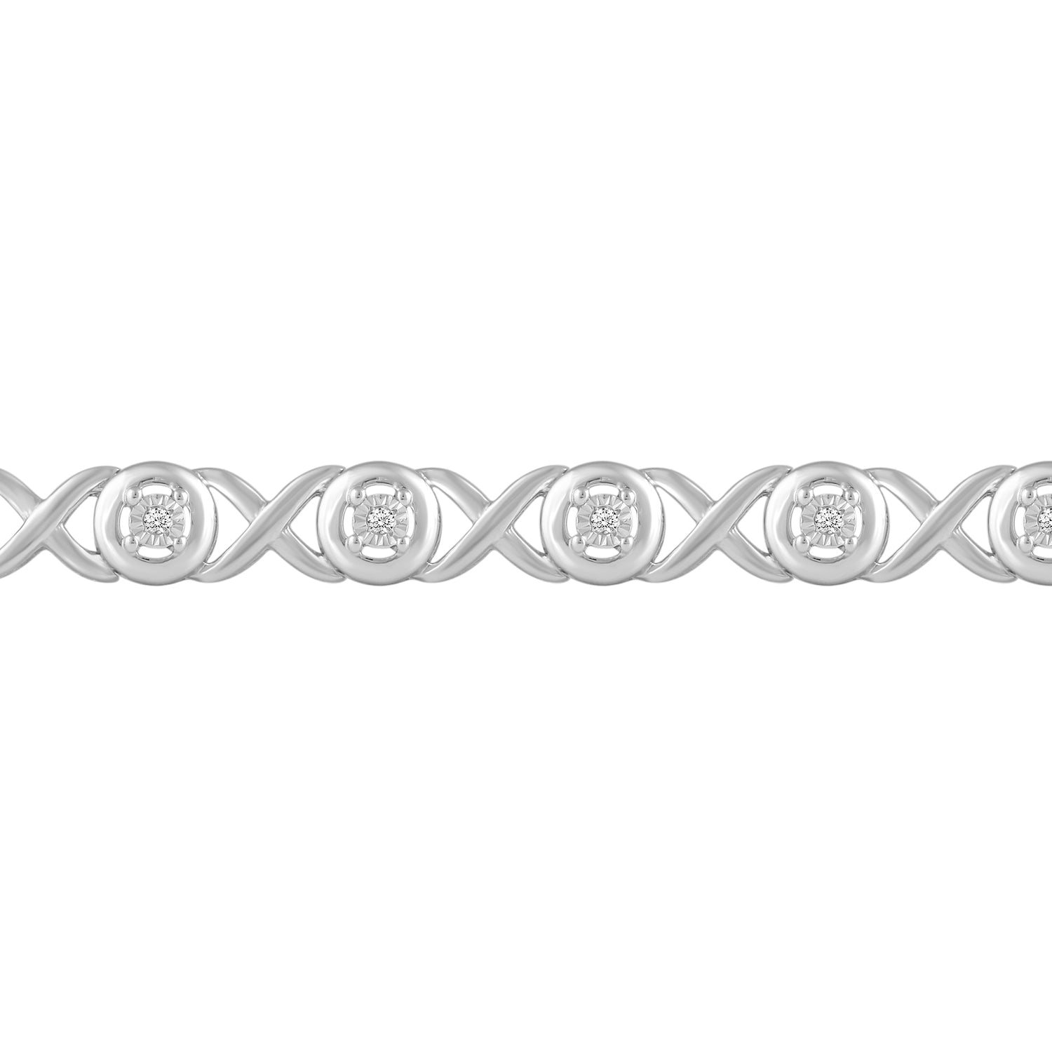 1/6ct tw Diamond XO Round Tennis Bracelet in Sterling Silver