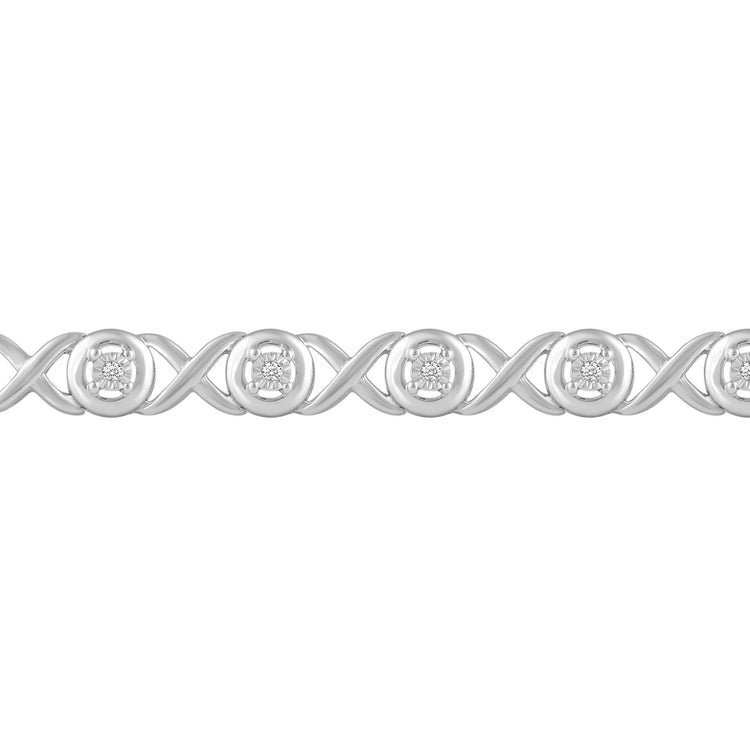 1/6ct tw Diamond XO Round Tennis Bracelet in Sterling Silver