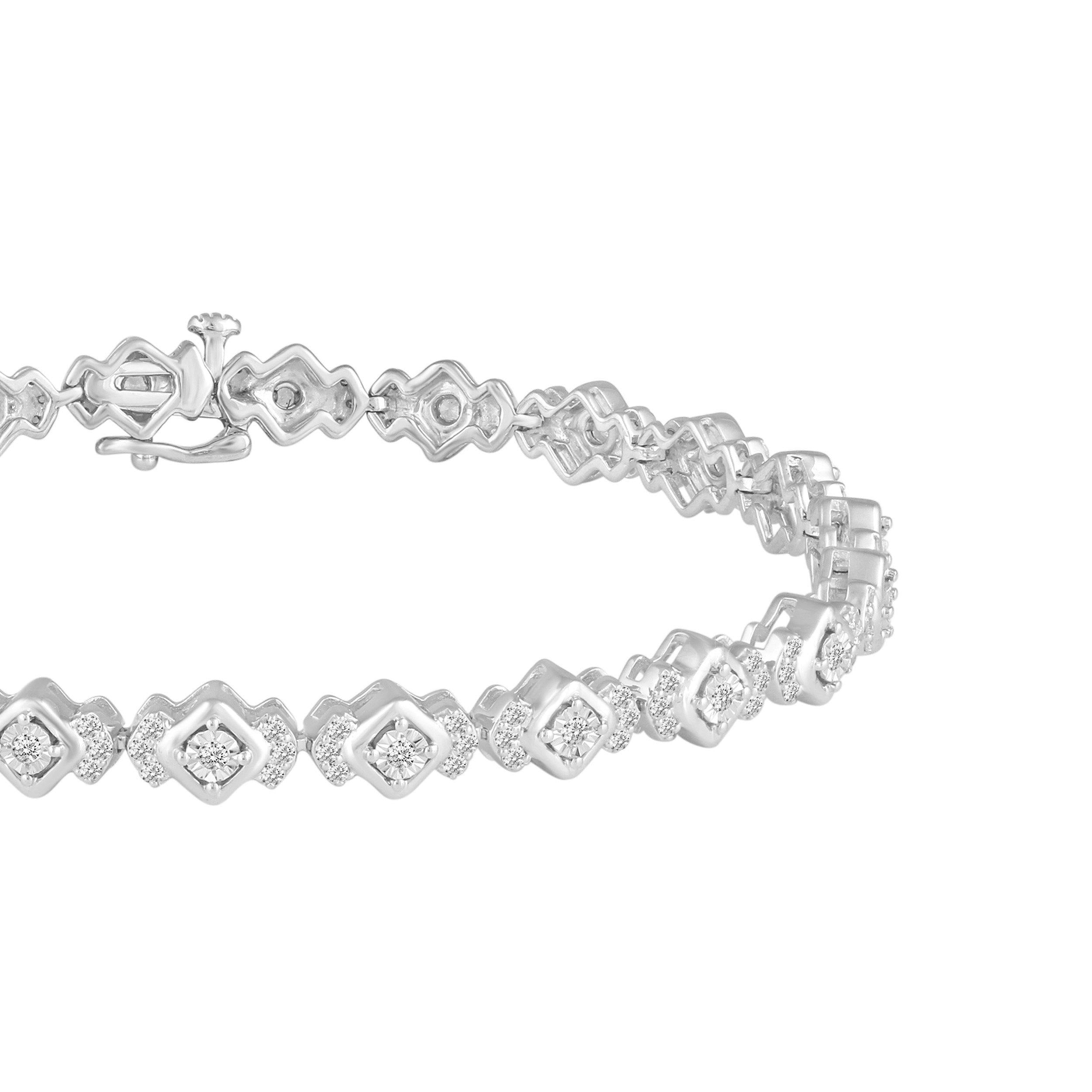 Sterling Silver Diamond Bar Bracelet | nazariandiamonds
