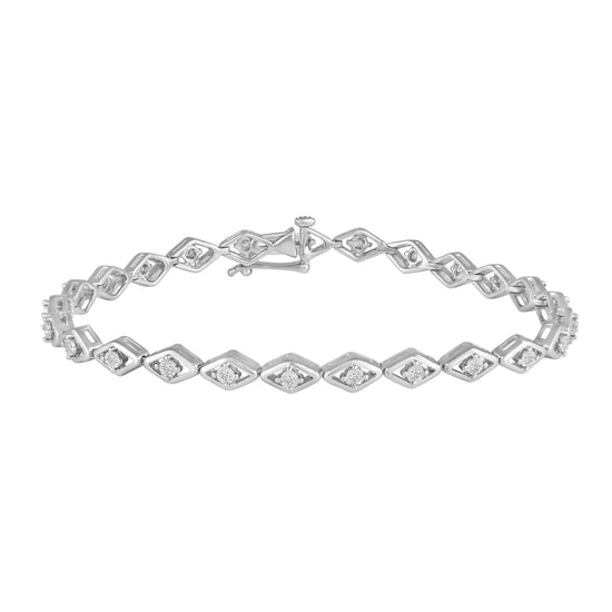 1/5CT TW Diamond Tennis Bracelet in Sterling Silver Diamond Shape