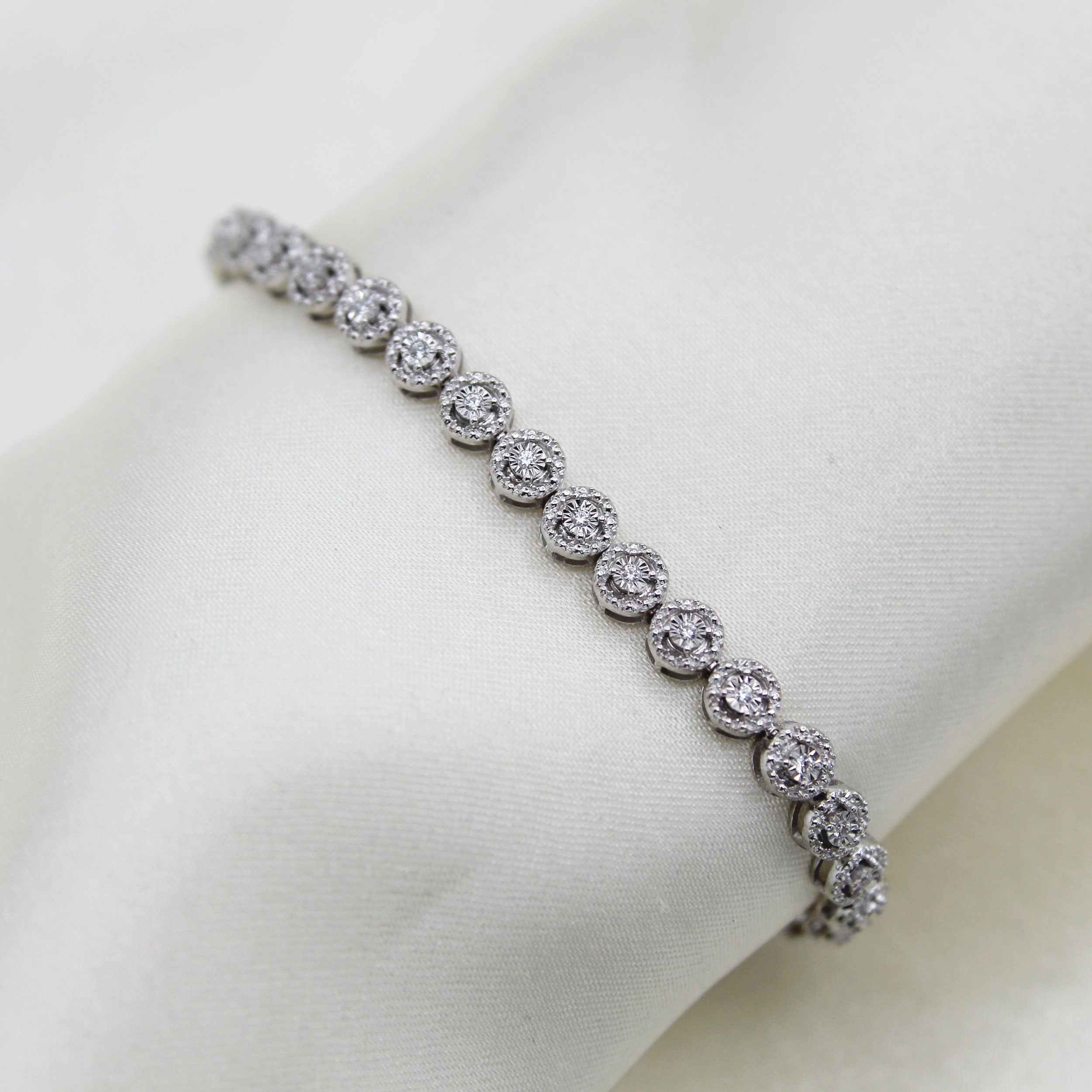 Sterling Silver and Diamond S popular Tennis Bracelet