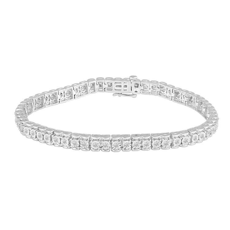 3/4 Cttw Natural Diamond Tennis Bracelet Set in 925 Sterling Silver