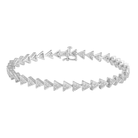1 Carat tw Natural Diamond Triangle Cluster Tennis Bracelet in 925 Sterling Silver