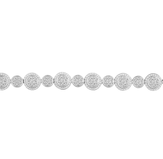 1 1/4 Carat tw Natural Diamond Round Cluster Tennis Bracelet in 925 Sterling Silver