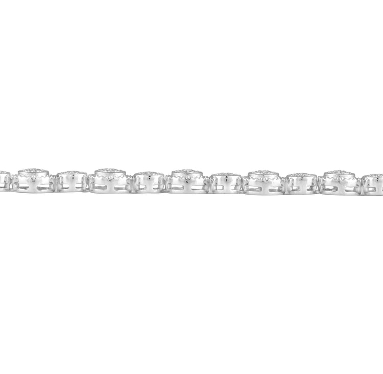 1 1/4 Carat tw Natural Diamond Round Cluster Tennis Bracelet in 925 Sterling Silver