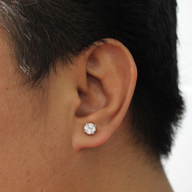 SINGLE (1 Piece) Natural Diamond Stud Earrings Set in 925 Sterling Silver