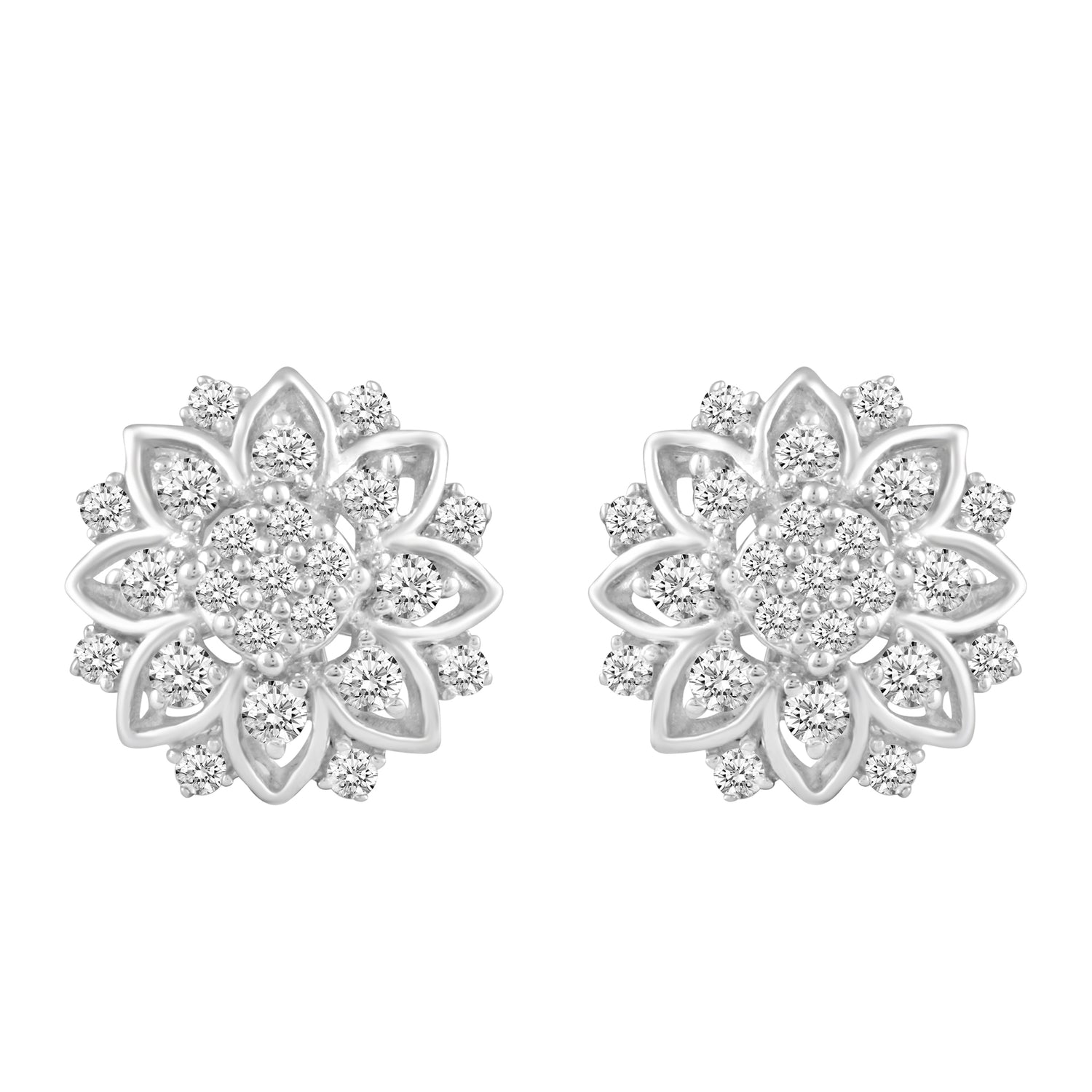 3/4 Ctw Diamond Flower Earrings in 925 Sterling Silver gift birthday floral daisy