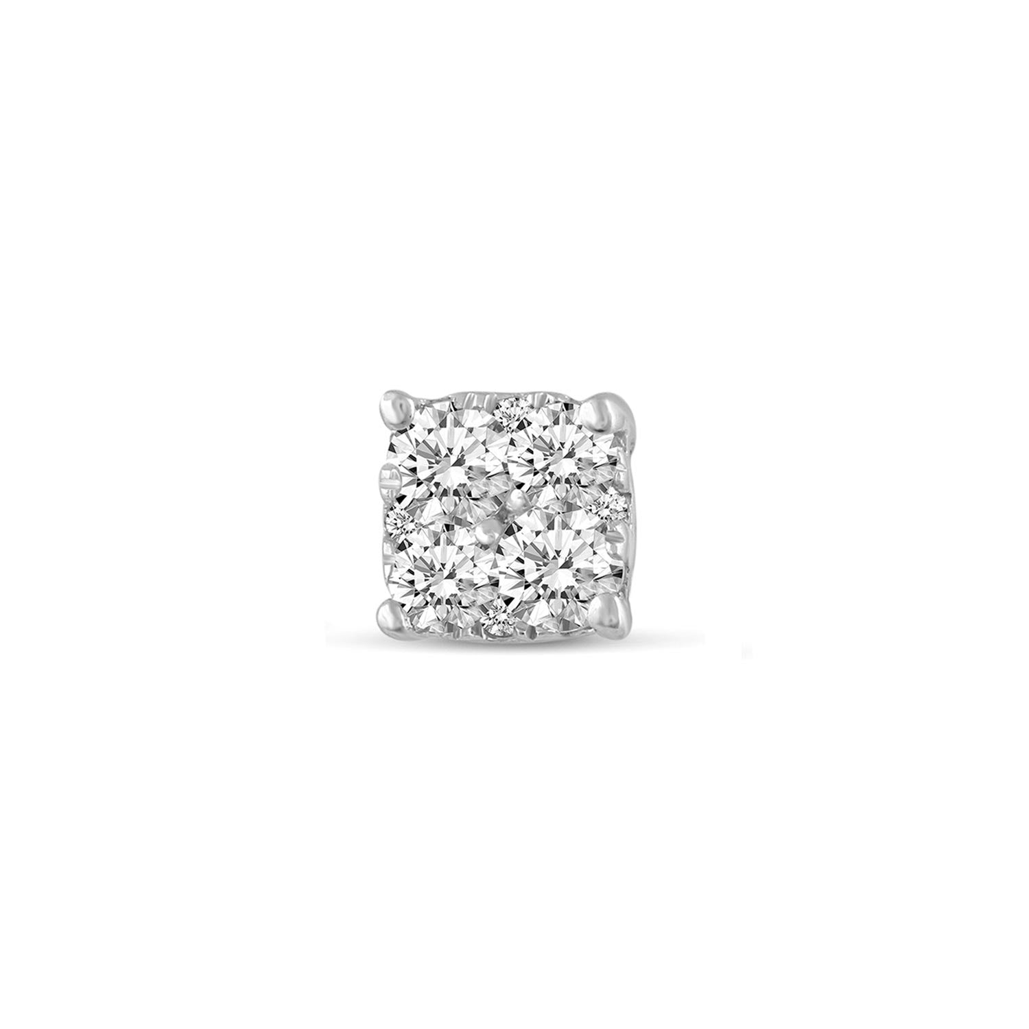 single Cushion Diamond Stud Earrings set in 925 Sterling Silver