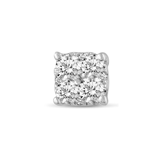 single Cushion Diamond Stud Earrings set in 925 Sterling Silver