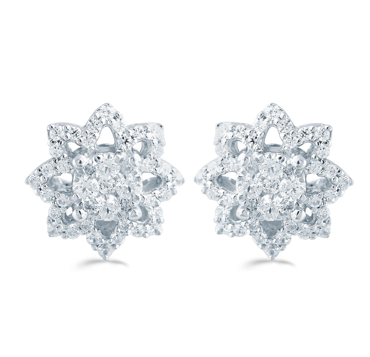 1/2Ct TW Diamond Floral Cluster Studs in Sterling Silver - Fifth and Fine