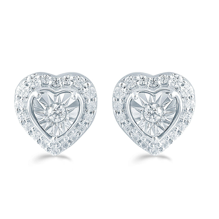 1/4Ct TW Diamond Heart Fashion Stud Earring in Sterling Silver - Fifth and Fine