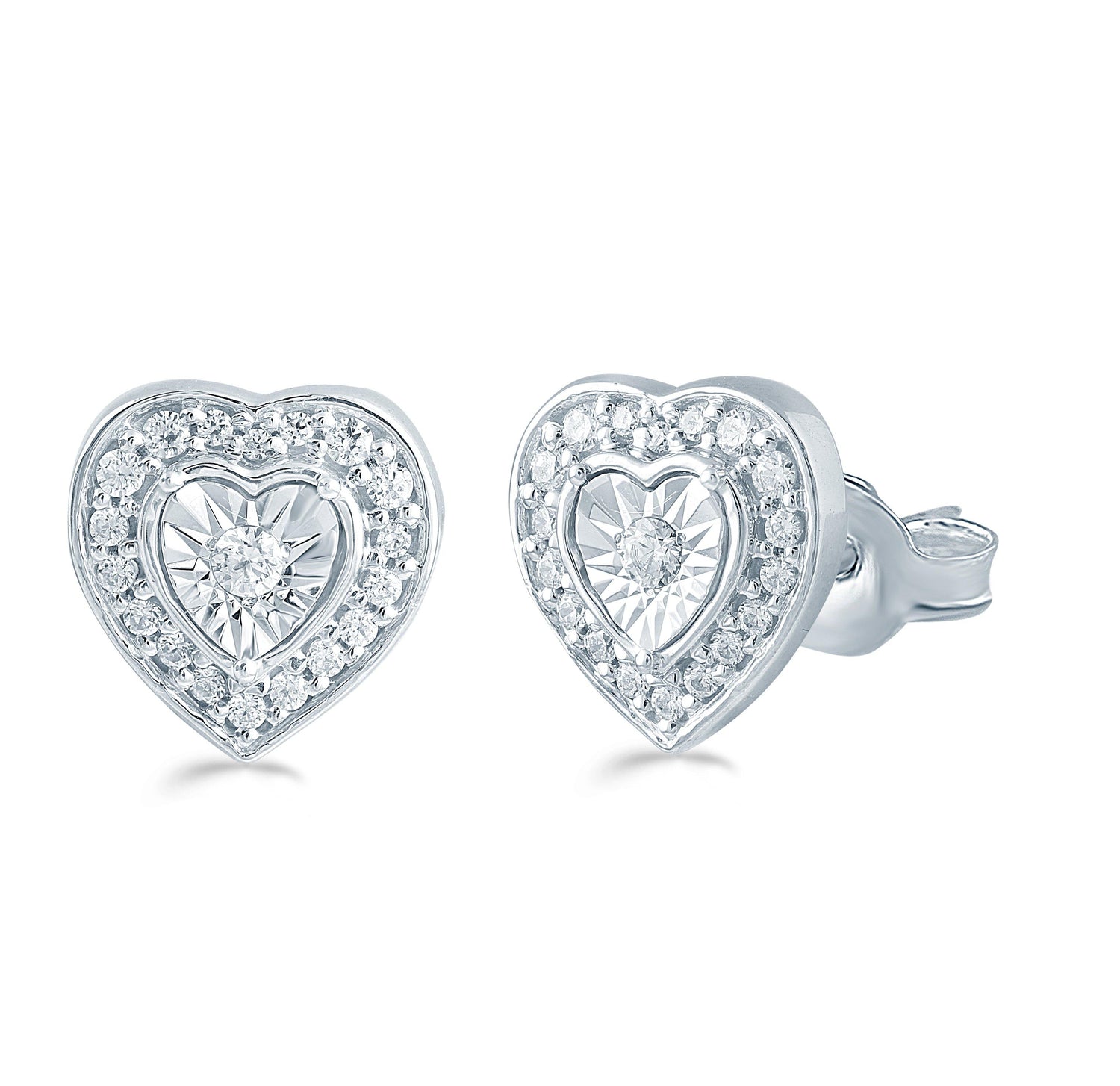 1/4Ct TW Diamond Heart Cluster Fashion Stud Earring in Sterling Silver - Fifth and Fine