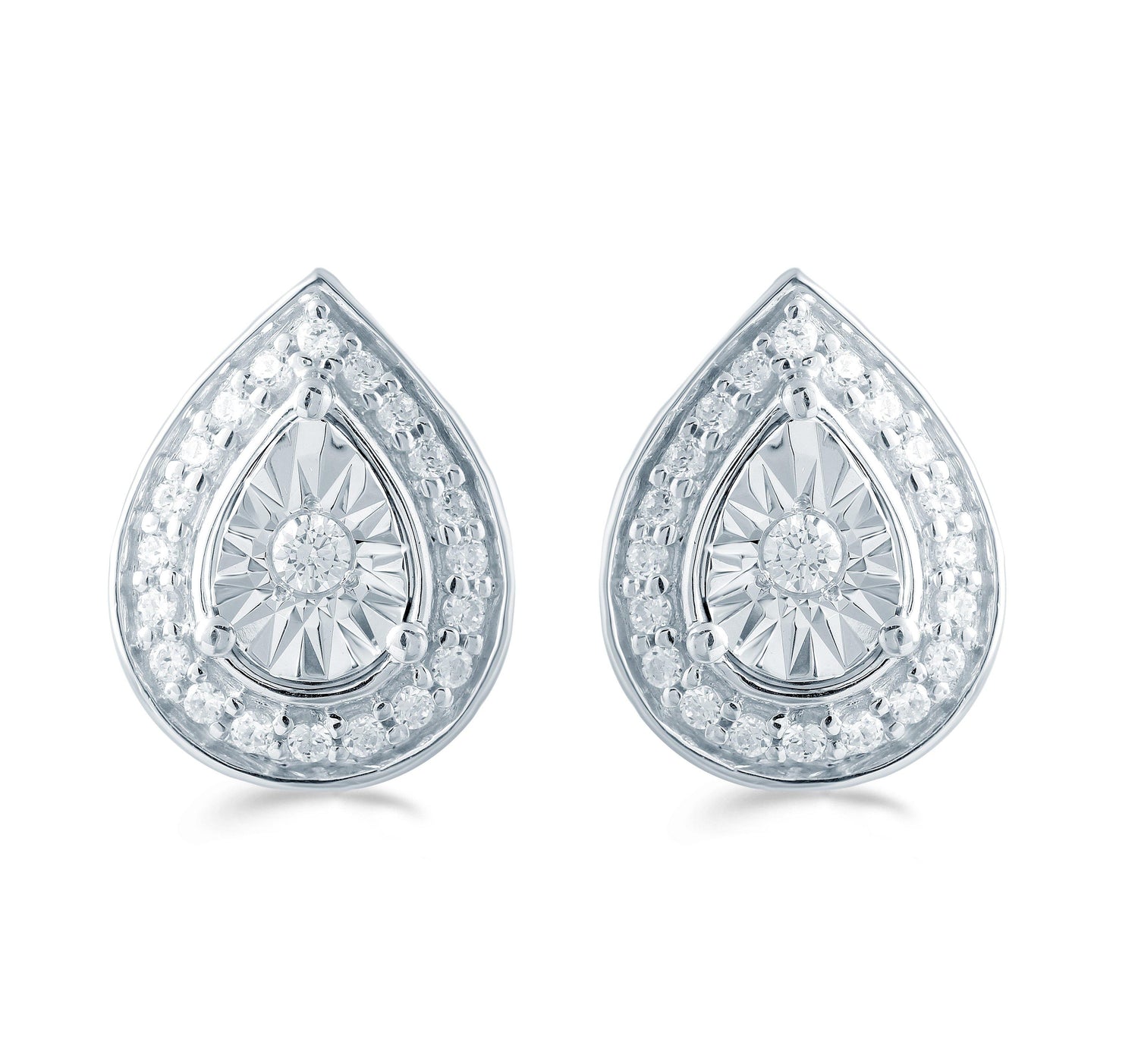 1/5CT TW Diamond Pear Cluster Stud Earrings in Sterling Silver - Fifth and Fine