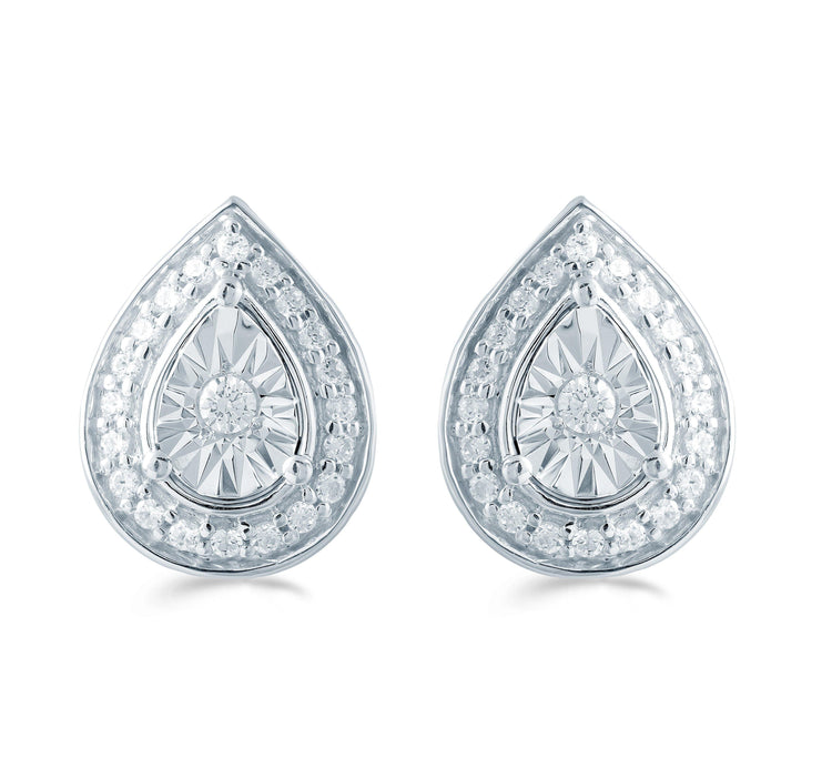 1/5CT TW Diamond Pear Cluster Stud Earrings in Sterling Silver - Fifth and Fine