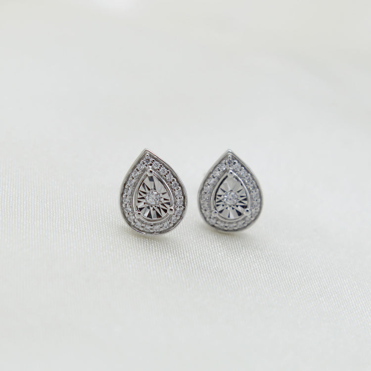 1/5CT TW Diamond Teardrop Pear Cluster Stud Earrings in Sterling Silver