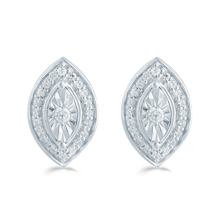 1/5Ct TW Diamond Marquise Cluster Studs in Sterling Silver - Fifth and Fine