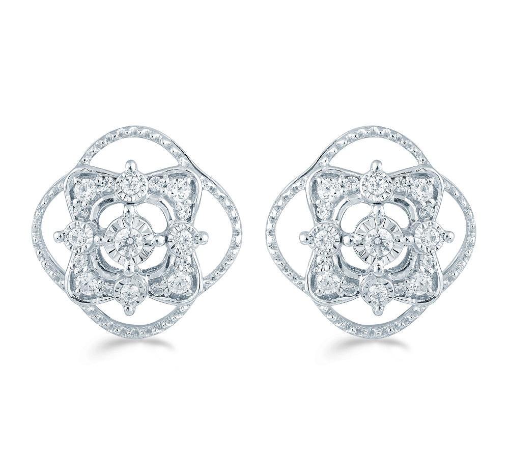 1/4CT TW Diamond Cushion Cluster Studs in Sterling Silver - Fifth and Fine