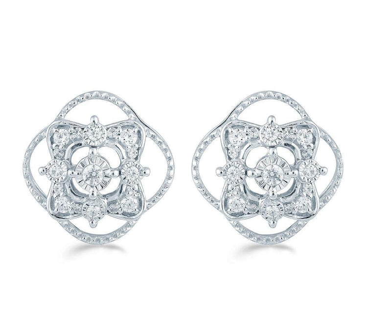 1/4CT TW Diamond Cushion Cluster Studs in Sterling Silver - Fifth and Fine