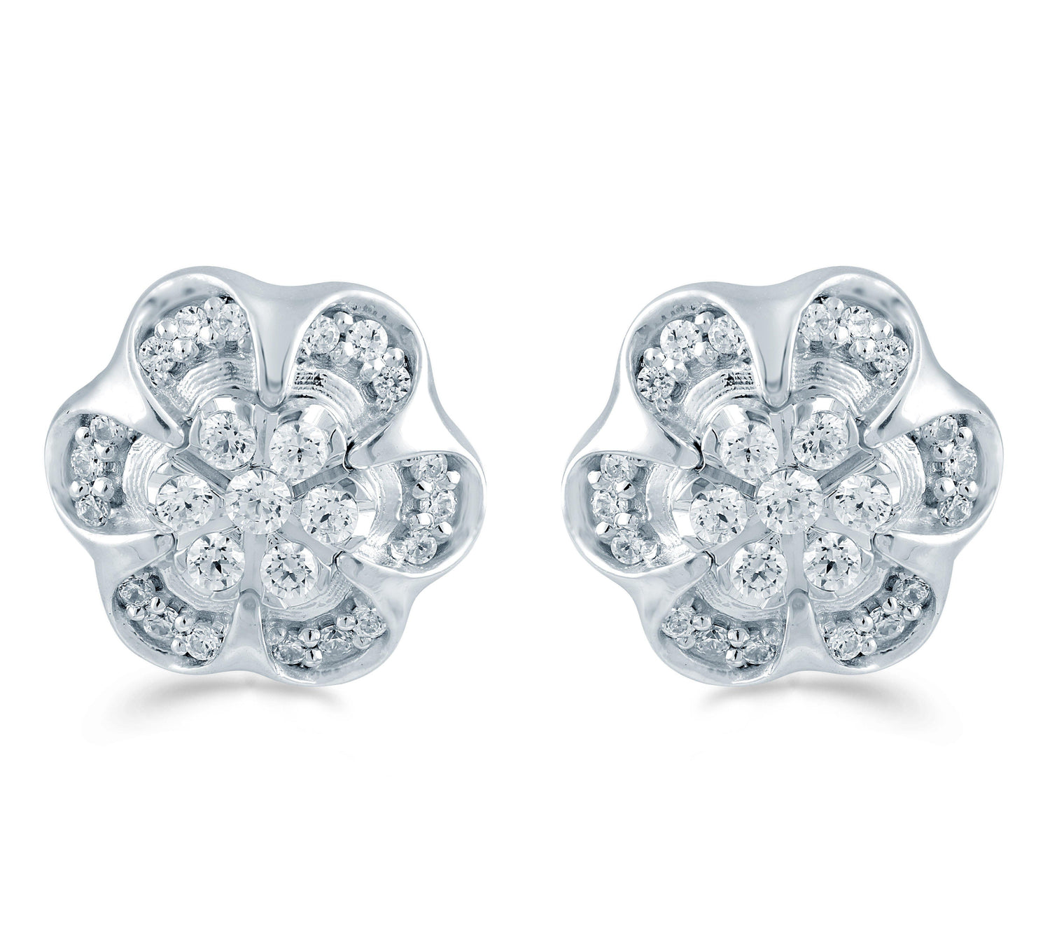 1/3Ct TW Diamond Floral Cluster Fashion Stud Earring in Sterling Silver - Fifth and Fine