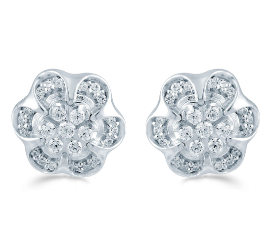 1/3Ct TW Diamond Floral Cluster Fashion Stud Earring in Sterling Silver - Fifth and Fine