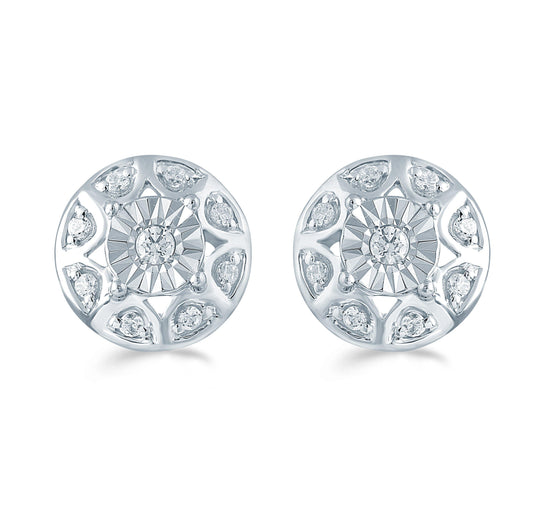 1/5Ct TW Diamond Round Cluster Fashion Stud Earring in Sterling Silver - Fifth and Fine