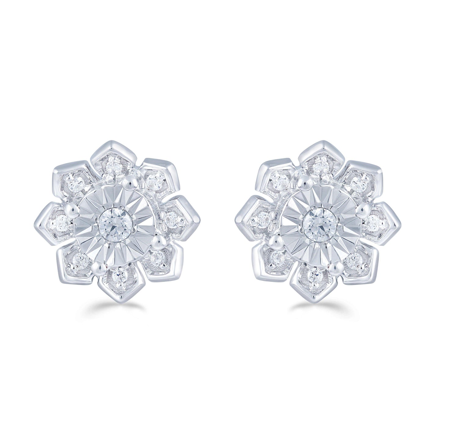 1/6Ct TW Diamond Floral Cluster Fashion Stud Earring in Sterling Silver - Fifth and Fine