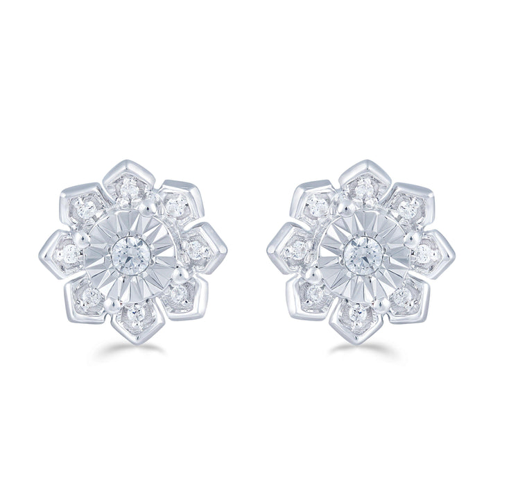 1/6Ct TW Diamond Floral Cluster Fashion Stud Earring in Sterling Silver - Fifth and Fine